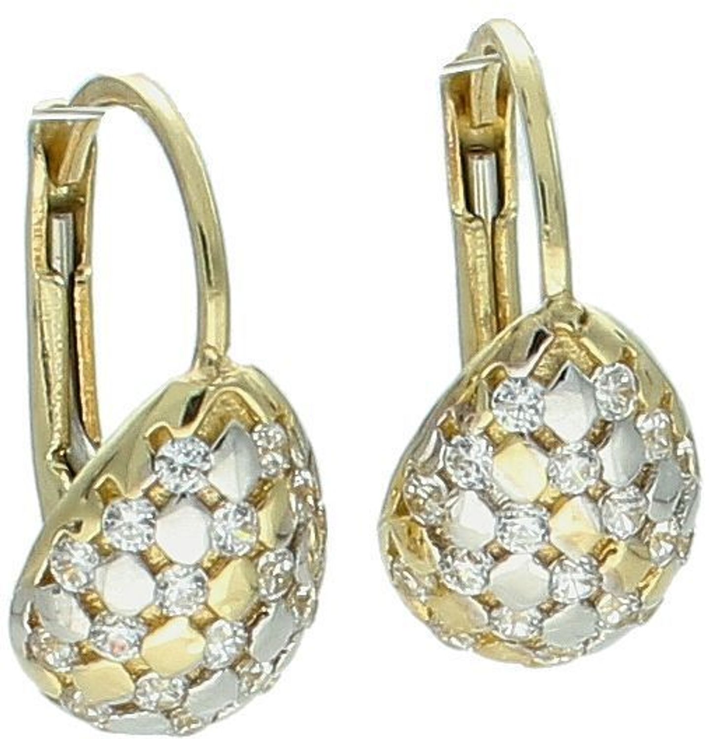 Kolczyki złote łezki w cyrkonie pr 585, KL 8185 585 Elegancka biżuteria, która doda blasku każdej stylizacji. Te złote kolczyki w kształcie delikatnych łezek, 1.jpg